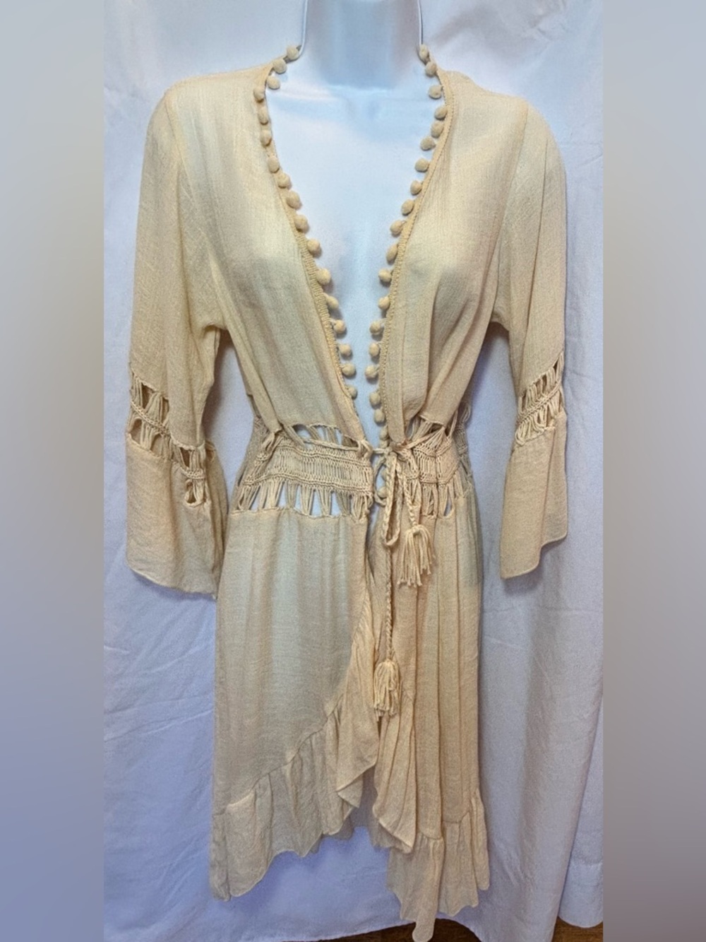 Elegant Cream Long Sleeve Dress